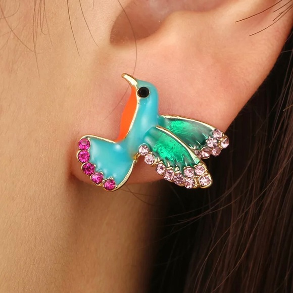 Colorful Hummingbird Earrings - Picture 3 of 8